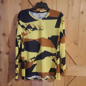 Adidas Terrex Primeblue Trail Graphic Long Sleeve T-Shirt Yellow Womens Large